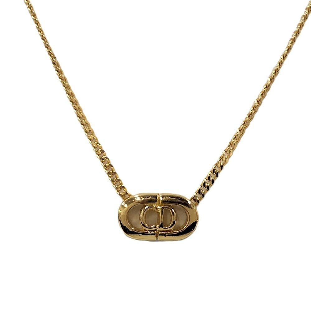 Dior Christian Necklace Logo Plated Gold
