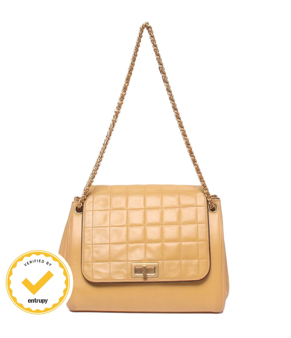 Chanel Chain Shoulder Bag Gold Chocolate Bar 2.55