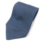 Hermes 7695 OA 100% Silk Geometric Pattern Wide Tie Blue