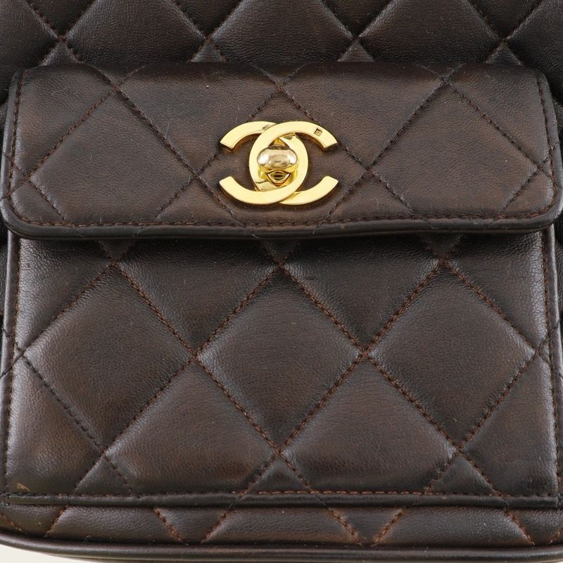 Chanel Quilted Vintage Lambskin Brown Backpack Daypack — view 6