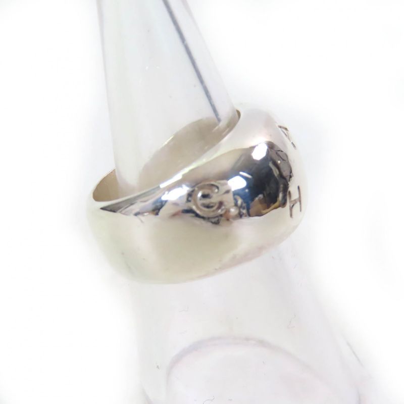 Chanel SV 925 Logo Engraved Wide Ring Accessory Silver Size 13 — view 4