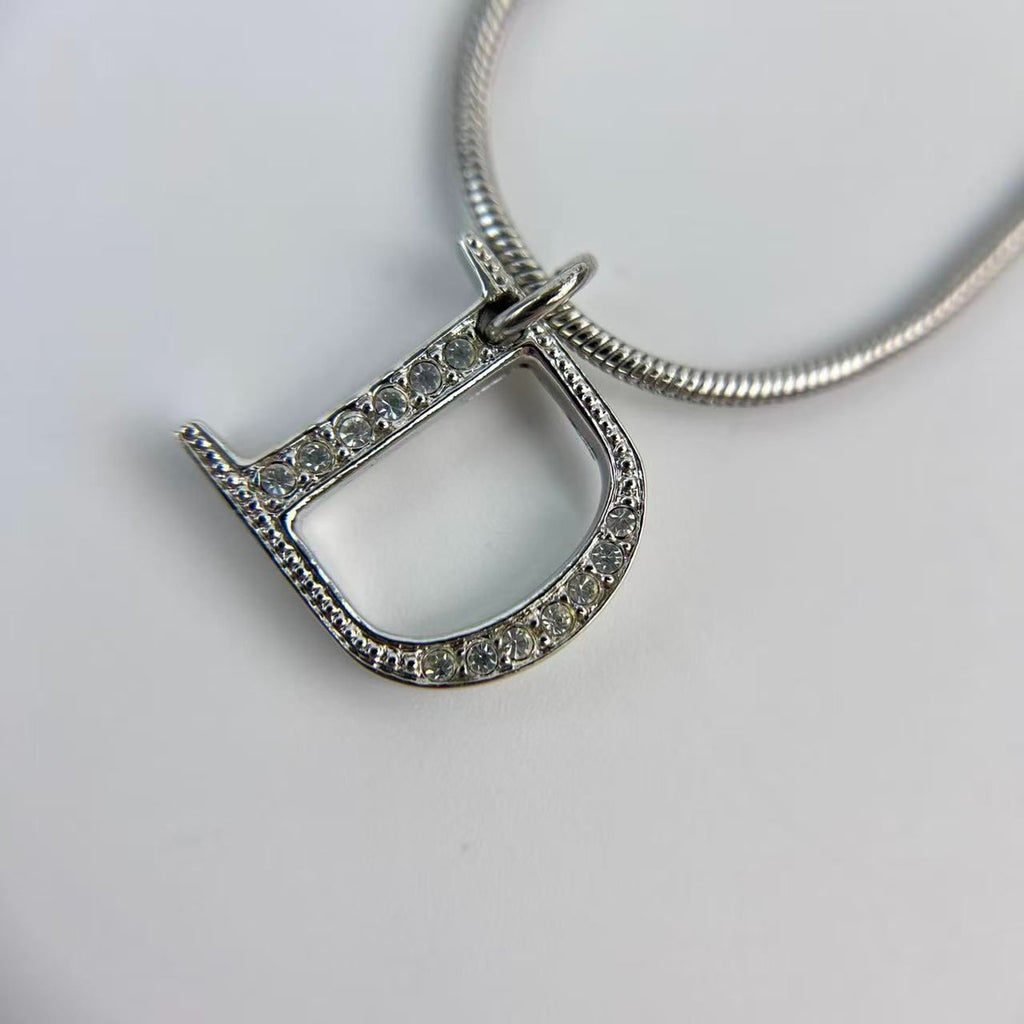 Dior D Logo Necklace Pendant Silver Vintage — view 2