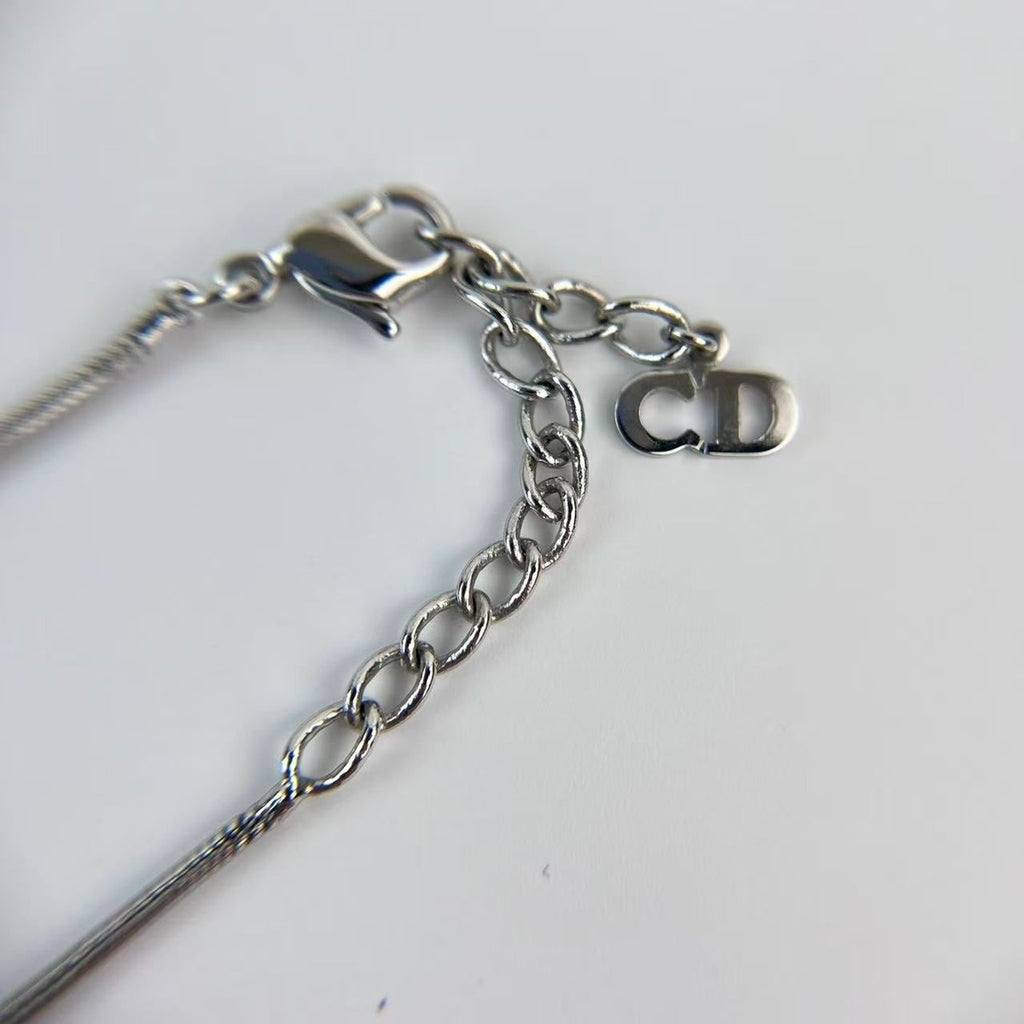 Dior D Logo Necklace Pendant Silver Vintage — view 3