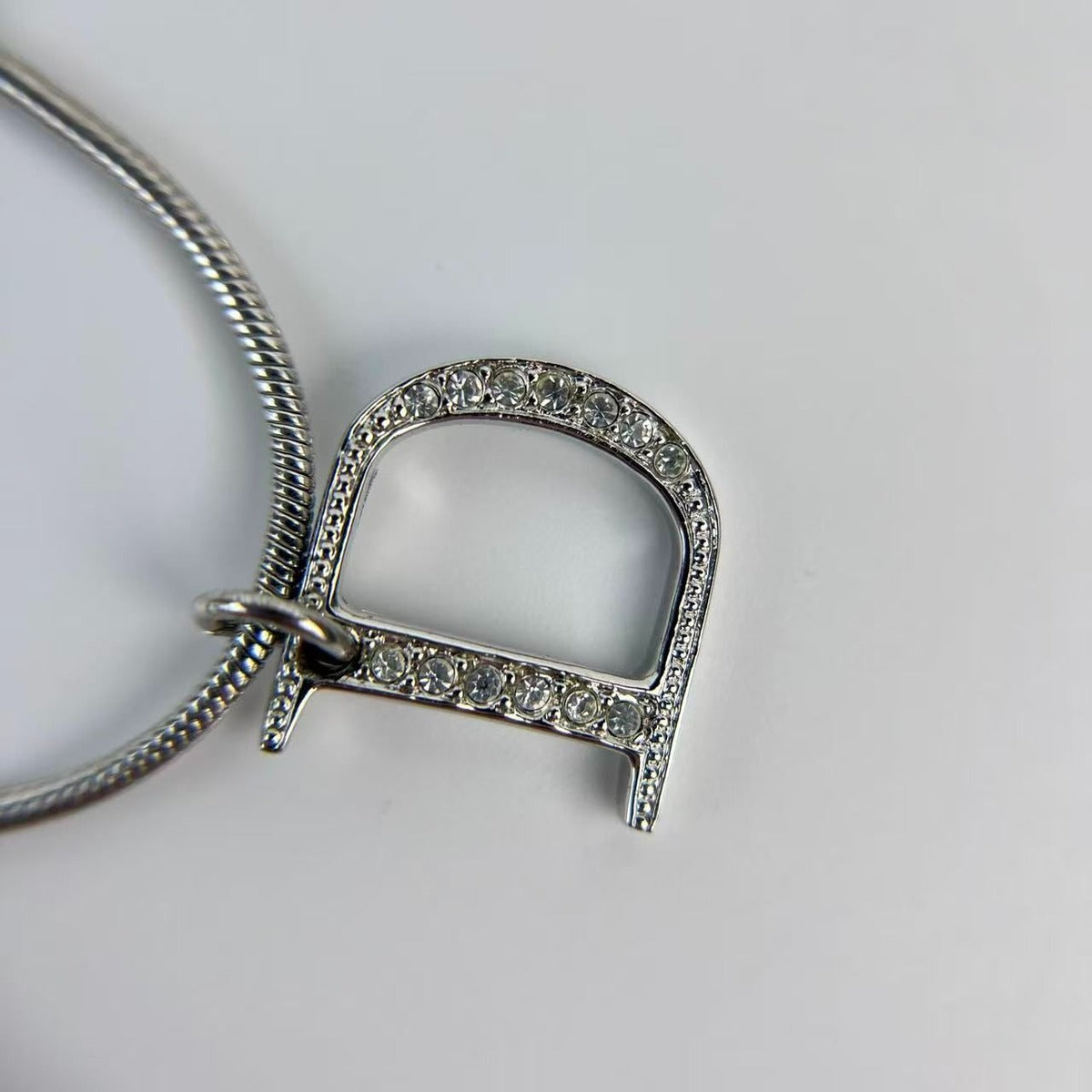 Dior D Logo Necklace Pendant Silver Vintage — view 4