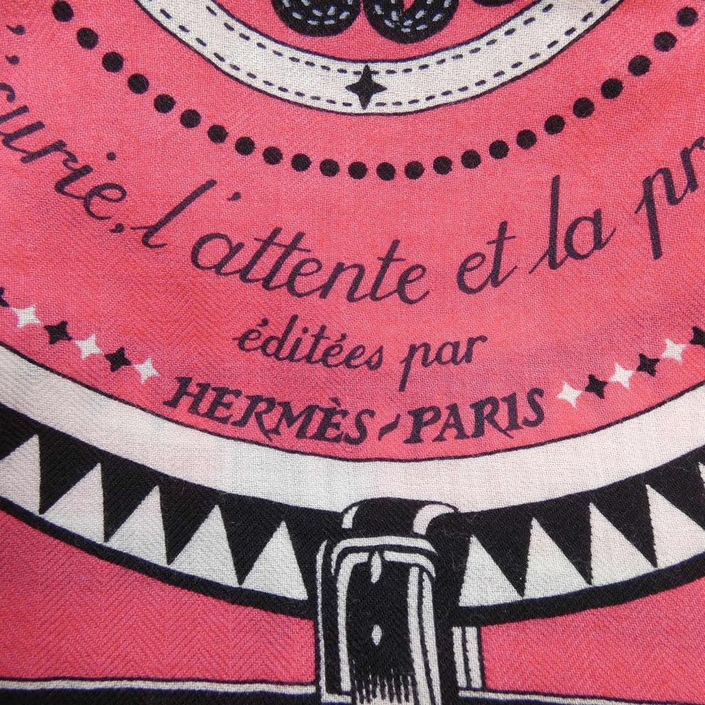 Hermes Couvertures ET Tenues de Jour Bandana Carre Shawl Black White Pink — view 4