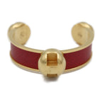 Hermes Bangle Metal Leather Gold Red Accessories Cbangle Cuff Bracelet