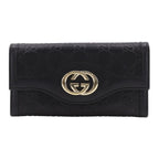 Gucci Interlocking G Guccissima Leather Black Long Wallet