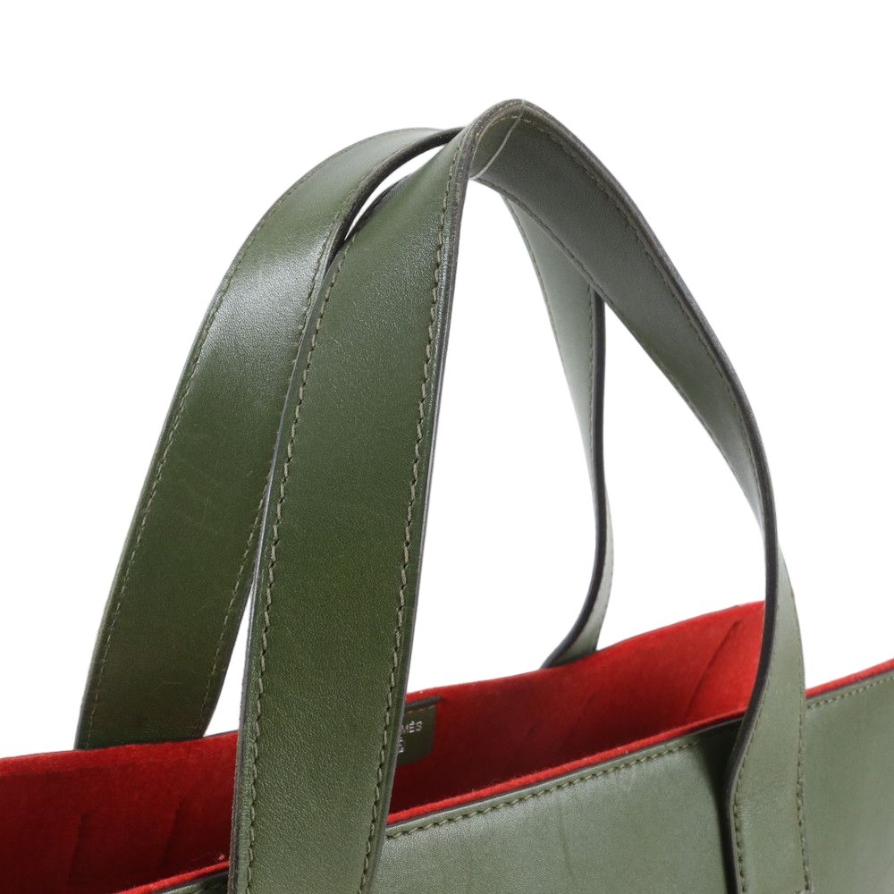 Hermes Petit Ash Leather Canvas Tote Shoulder Hand — view 2