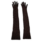 Prada Long Gloves Brown Orange Lame S