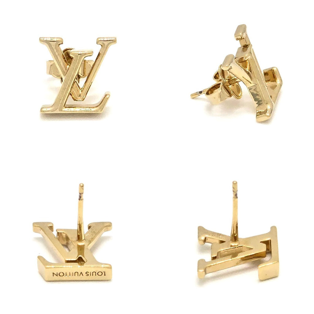 Louis Vuitton Earrings LV Iconic Initial Gold Color Metal — view 3