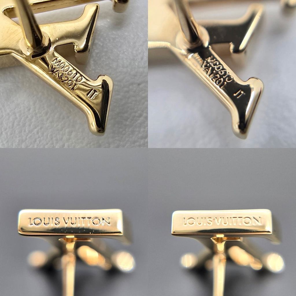 Louis Vuitton Earrings LV Iconic Initial Gold Color Metal — view 6