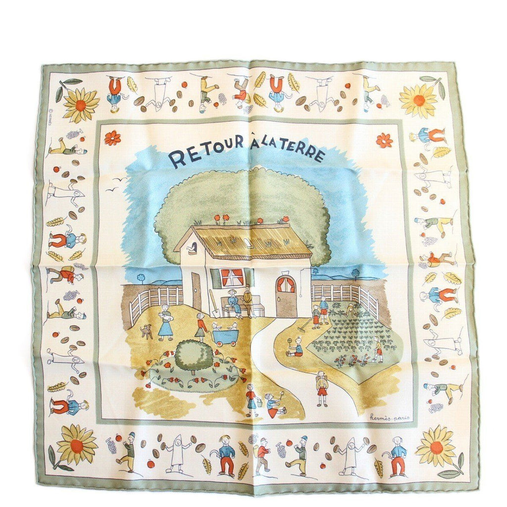 Hermes Carre 45 Scarf Gavroche Return to Green Silk