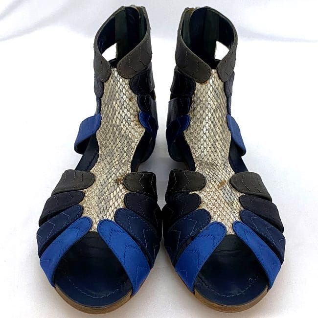 Christian Dior Gurkha Sandals Silver Blue Navy — view 3