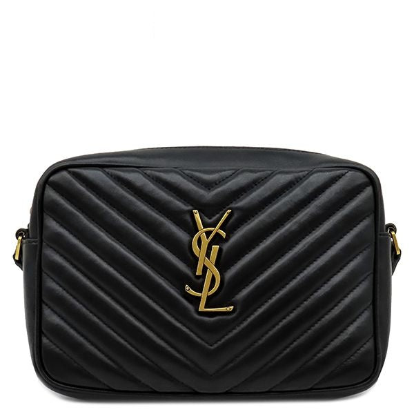Saint Laurent Shoulder Bag Lou Monogram Leather Black Gold YSL Cassandra Logo
