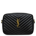 Saint Laurent Shoulder Bag Lou Monogram Leather Black Gold YSL Cassandra Logo