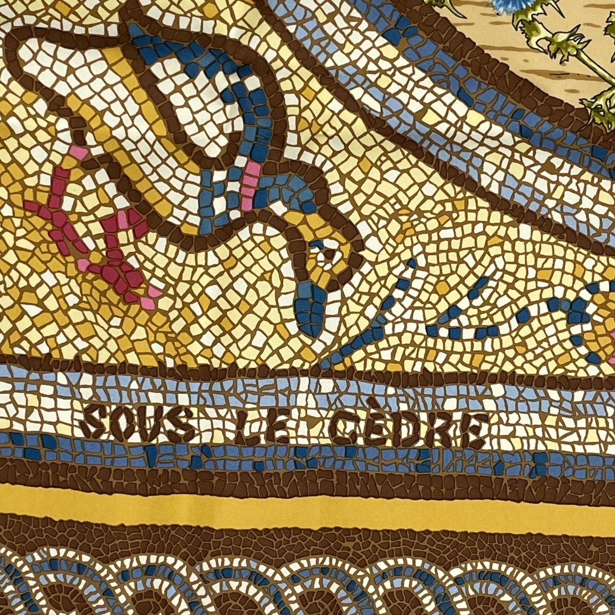 Hermes Scarf Silk Carre 90 Under the Cedar Sous le Cedre Yellow — view 7