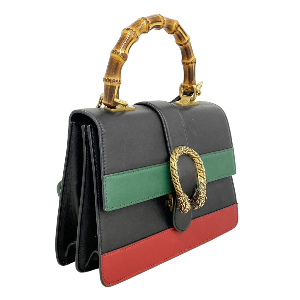 Gucci Handbag Bamboo Duonysus Leather Black Gold 2-Way — view 2