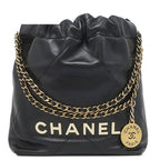 Chanel 2-Way Bag Chanel 22 Mini Handbag Leather Black Gold