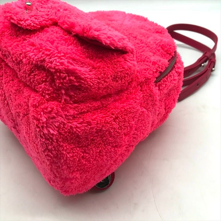 Chanel CC Logo Turnlock Quilted Pile Mini Chain Pack Backpack Pink — view 6