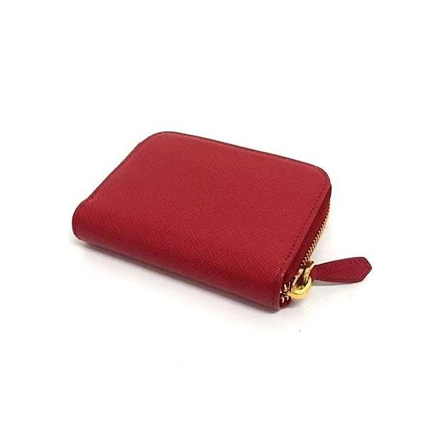Prada Saffiano Leather Zip Around Coin Purse Card Case Red — view 2