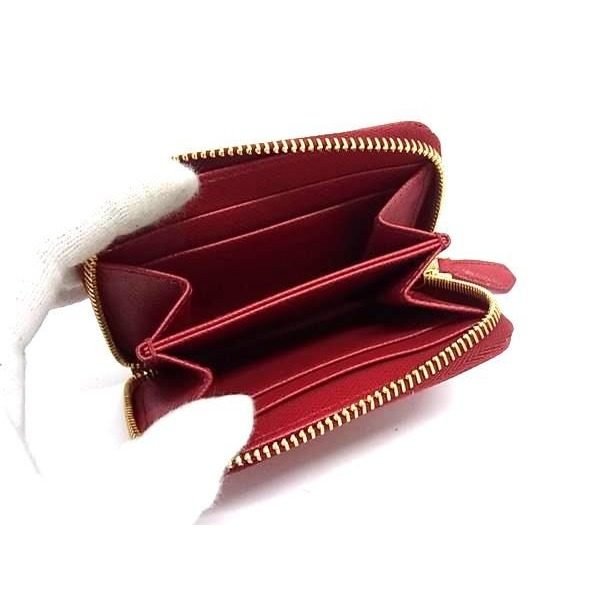 Prada Saffiano Leather Zip Around Coin Purse Card Case Red — view 3