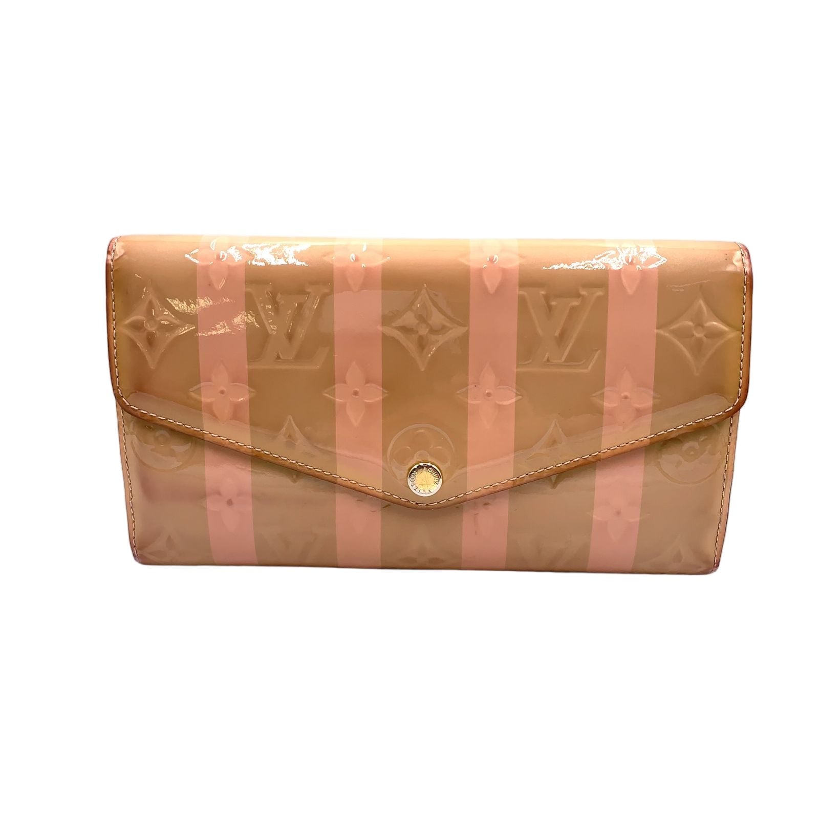 Louis Vuitton Portefeuille Sarah Monogram Vernis Leather Enamel Pink Beige