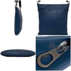 Bottega Veneta Shoulder Bag Blue Intrecciato Leather — view 2