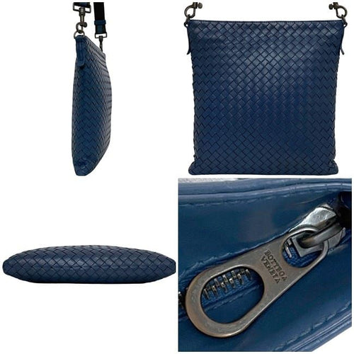 Bottega Veneta Shoulder Bag Blue Intrecciato Leather — view 2