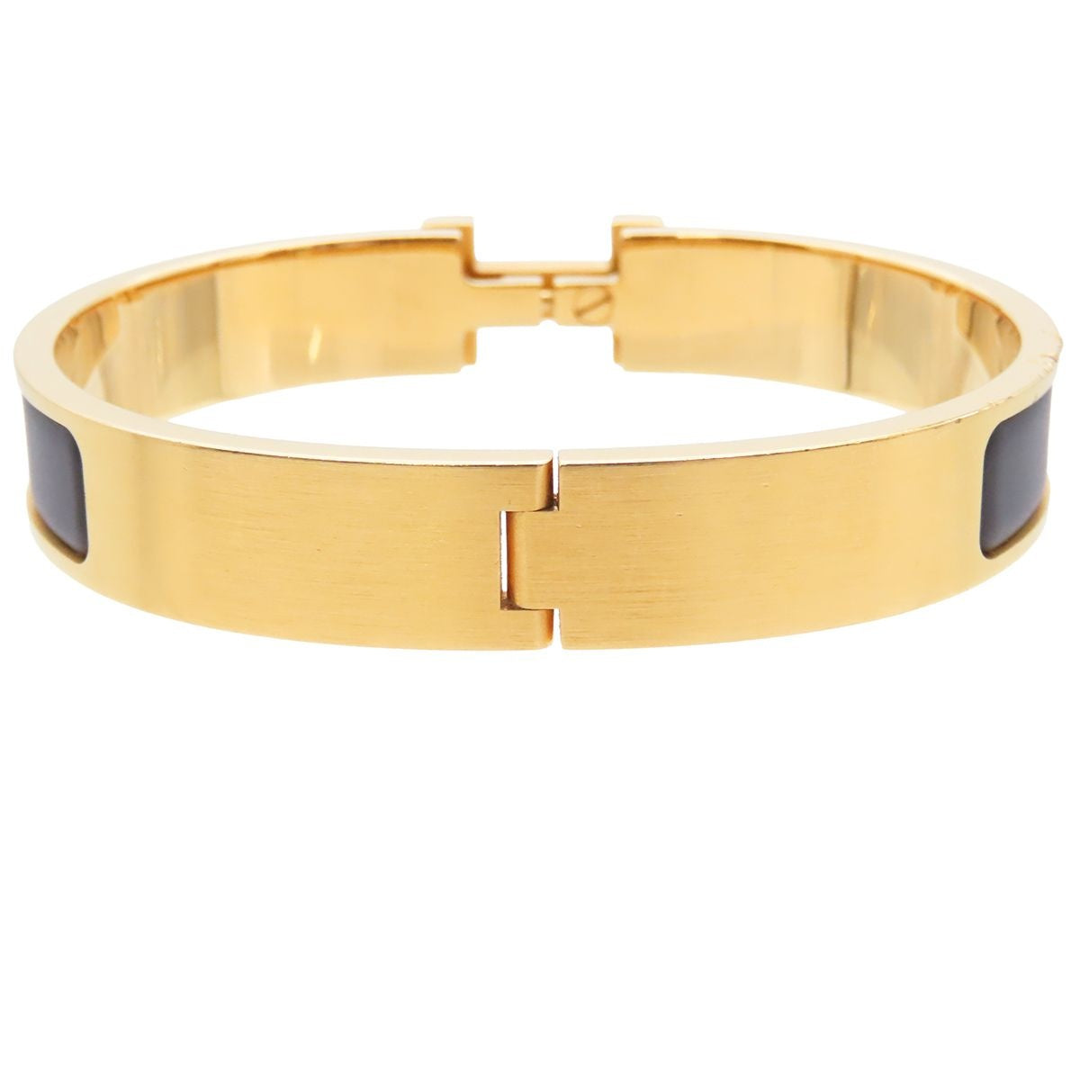 Hermes Clic HH Gold Black Metal Enamel Bracelet Bangle — view 2