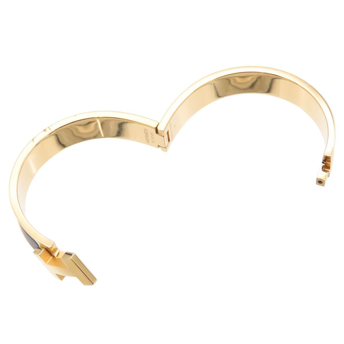 Hermes Clic HH Gold Black Metal Enamel Bracelet Bangle — view 3