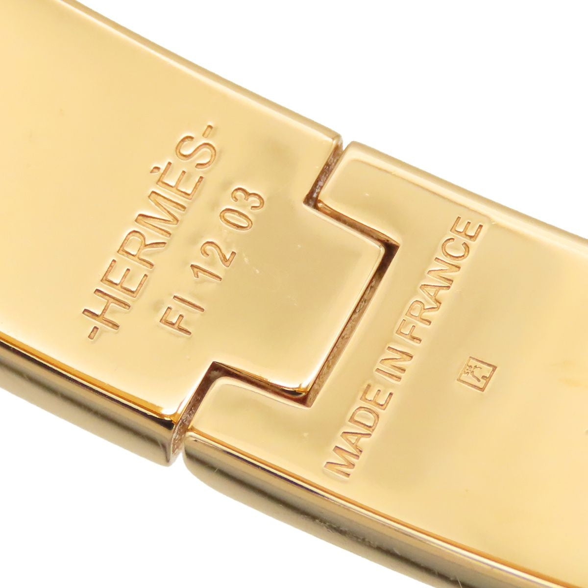 Hermes Clic HH Gold Black Metal Enamel Bracelet Bangle — view 4