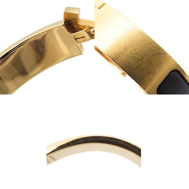 Hermes Clic HH Gold Black Metal Enamel Bracelet Bangle — view 7