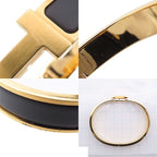 Hermes Clic HH Gold Black Metal Enamel Bracelet Bangle — view 8