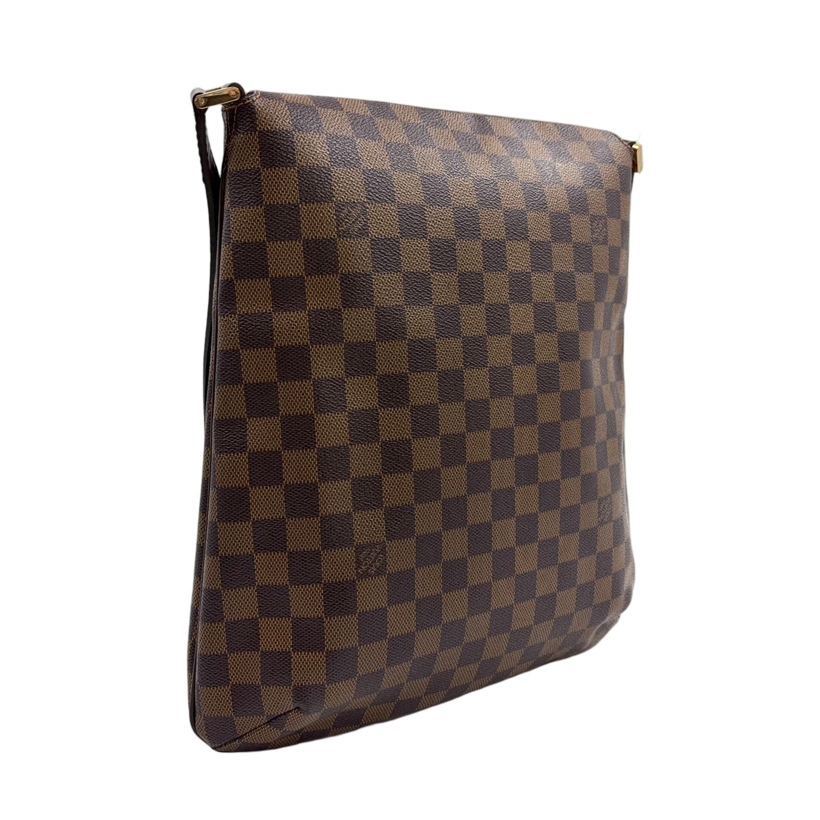 Louis Vuitton Musette Damier Ebene Leather Brown Shoulder Bag Gold — view 2