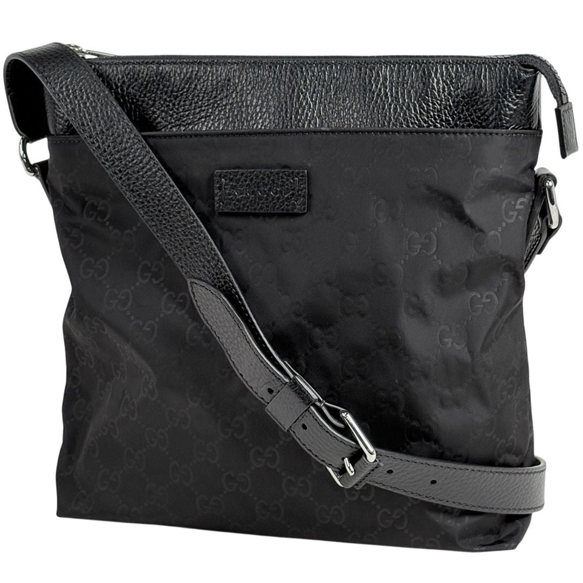 Gucci GG Pattern Shoulder Bag Nylon Black