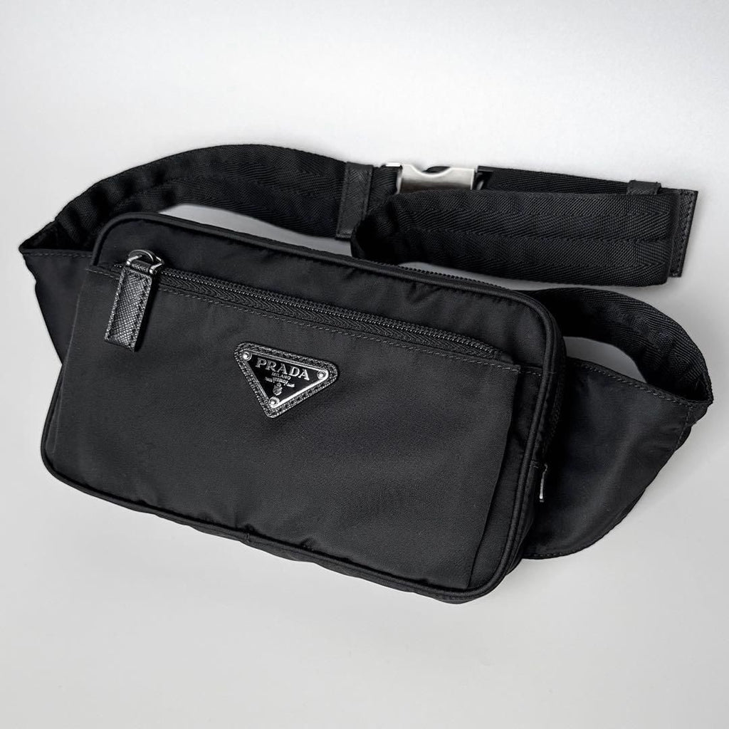 Prada Triangle Logo Belt Bag Black Nylon