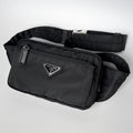 Prada Triangle Logo Belt Bag Black Nylon