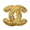 Chanel Brooch Quilted CC Logo Vintage Gold Plated