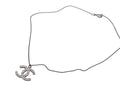 Chanel CC Logo Square Rhinestone Necklace 09 50 Silver Metal