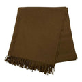 Hermes Muffler Fringe Cashmere Logo Brown Scarf
