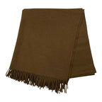 Hermes Muffler Fringe Cashmere Logo Brown Scarf