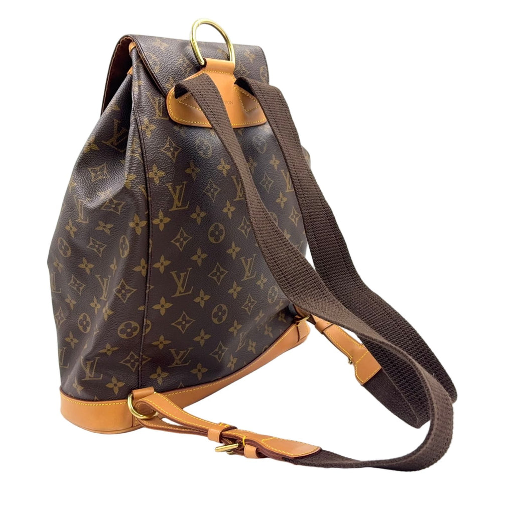 Louis Vuitton Montsouris GM Monogram Leather Brown Light Backpack Gold — view 2