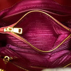 Prada Bl0838 Handbag Triangle Logo Enamel Patent Leather Scarlatto Red — view 6