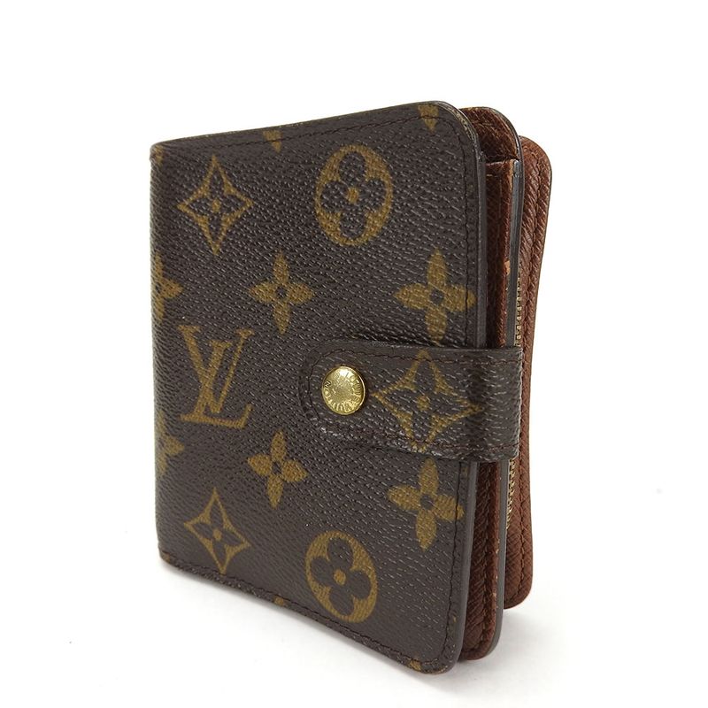 Louis Vuitton Bifold Wallet Compact Zip Monogram Canvas Brown Goldhardwar — view 2
