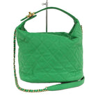 Chanel Hobo 2-Way Shoulder Bag Quilted Lambskin Leather Green