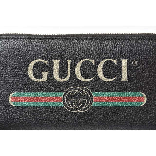 Gucci Long Wallet Vintage Logo Print Black — view 9