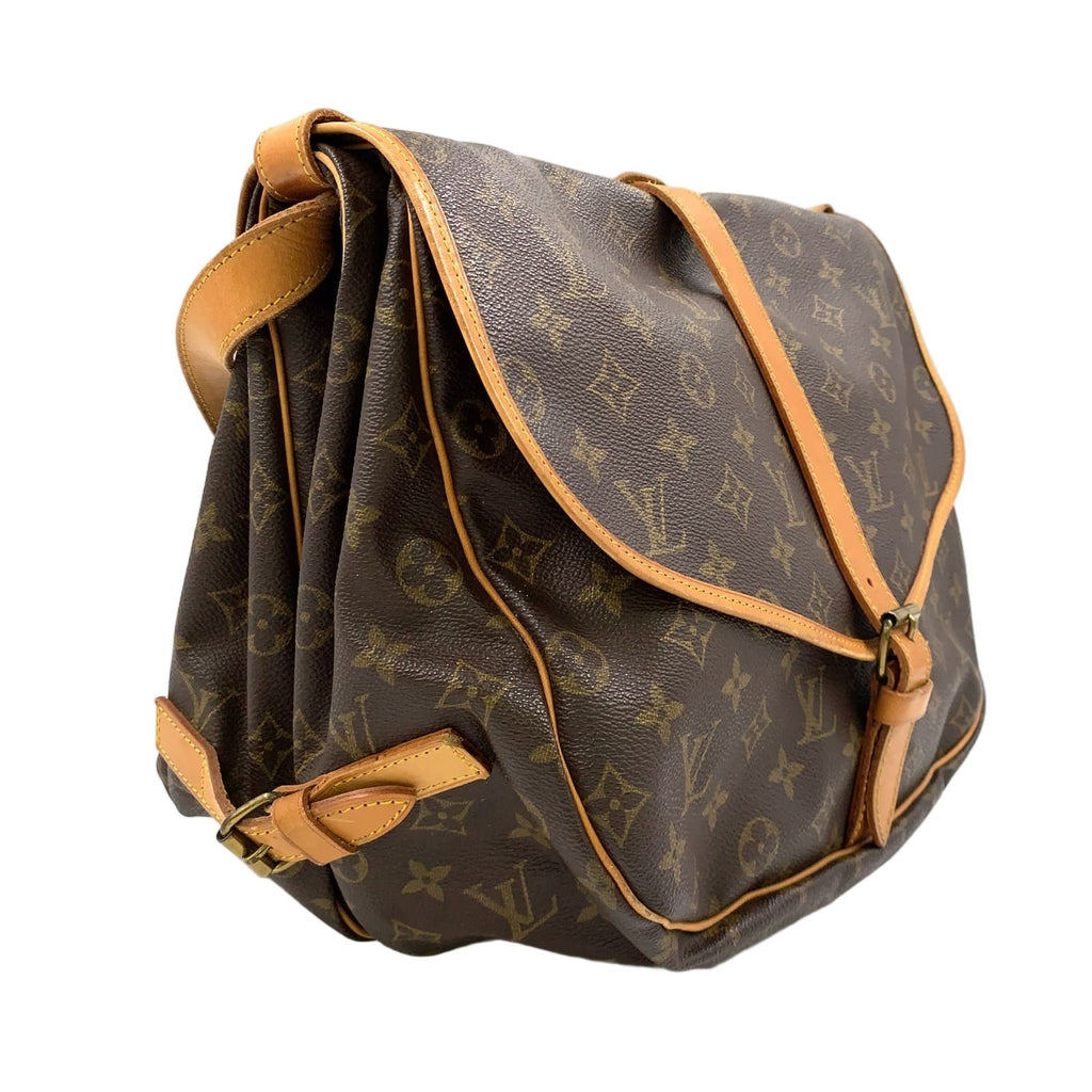 Louis Vuitton Saumur 35 Monogram Leather Brown Shoulder Bag Gold — view 2