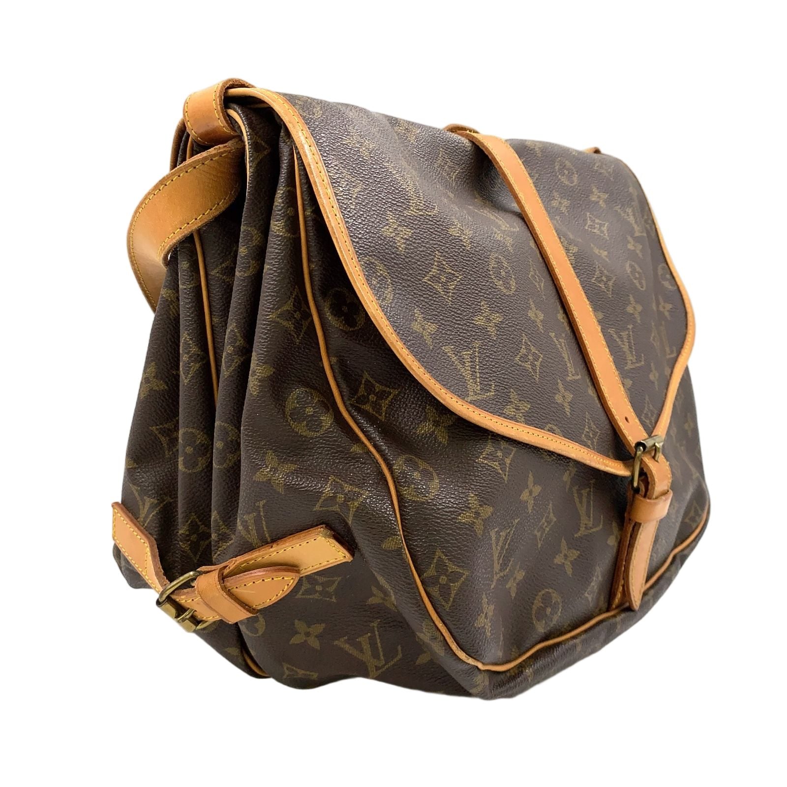 Louis Vuitton Saumur 35 Monogram Leather Brown Shoulder Bag Gold — view 2