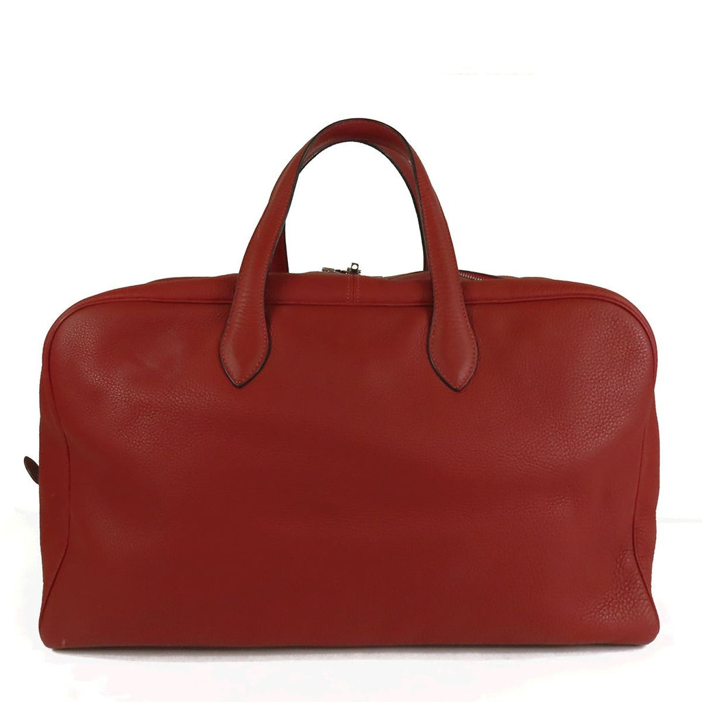 Hermes Viktoriia 50 Rouge Ash Silver Taurillon Boston Bag