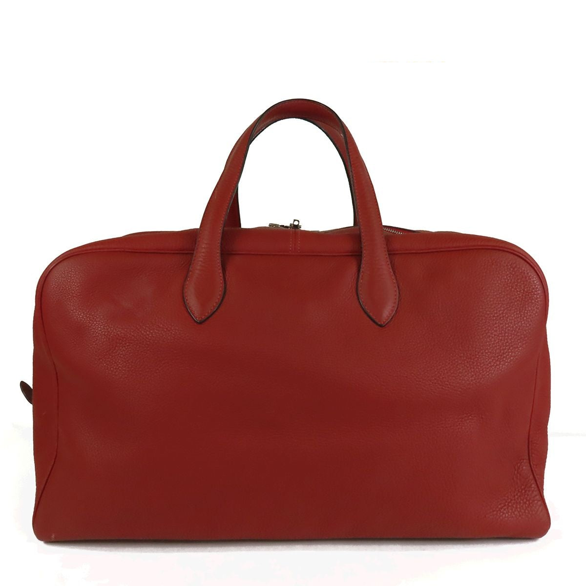 Hermes Viktoriia 50 Rouge Ash Silver Taurillon Boston Bag
